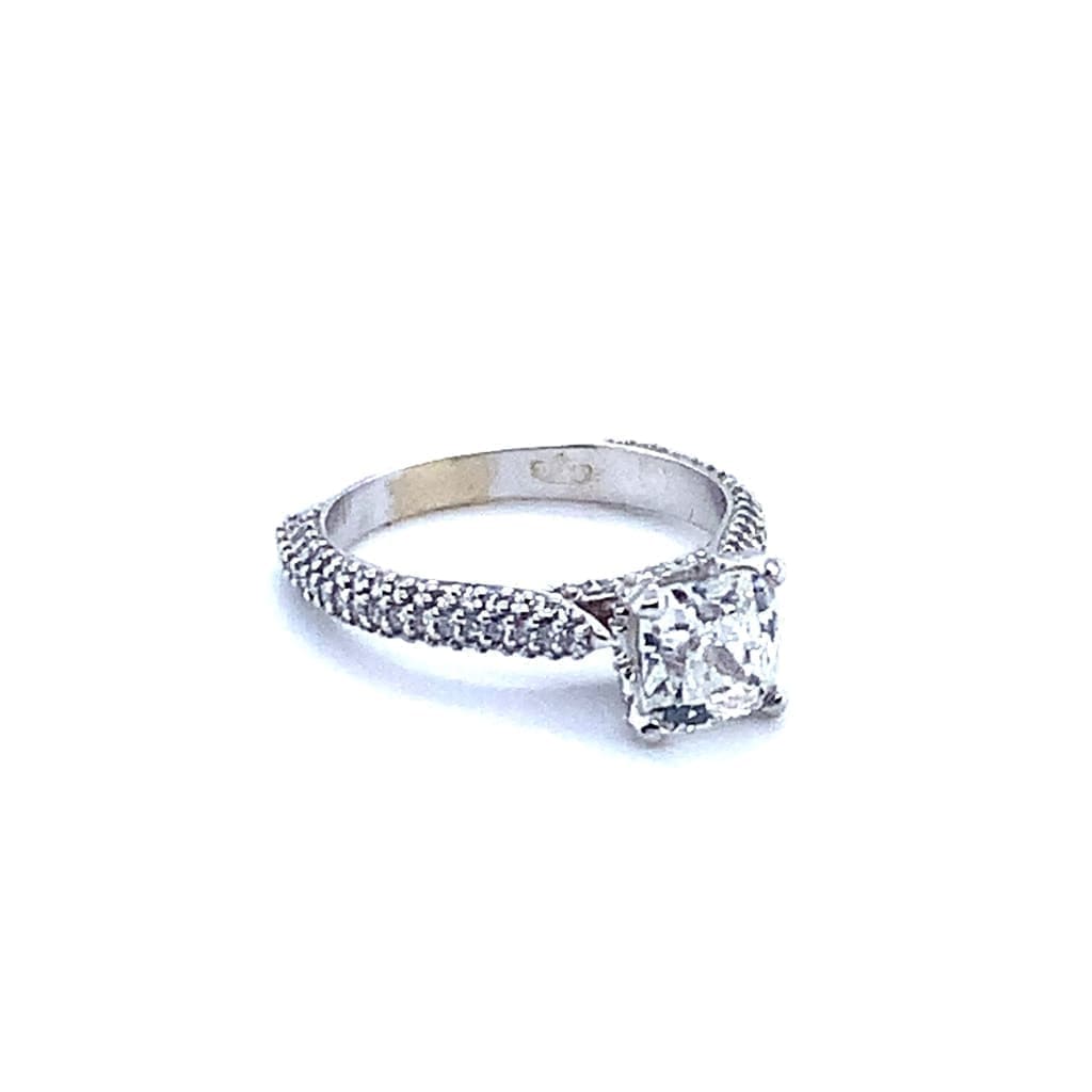 Hand Engraved Engagement Ring With Side Diamonds | R9477W | Valina Engagement  Rings