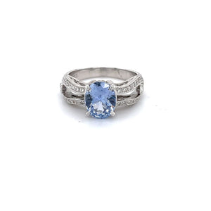 1.28 ct Sapphire Set in 18 K White Gold Ring With .33 cttw Accent Diamonds at Regard Jewelry in Austin, Texas  Regard Jewelry