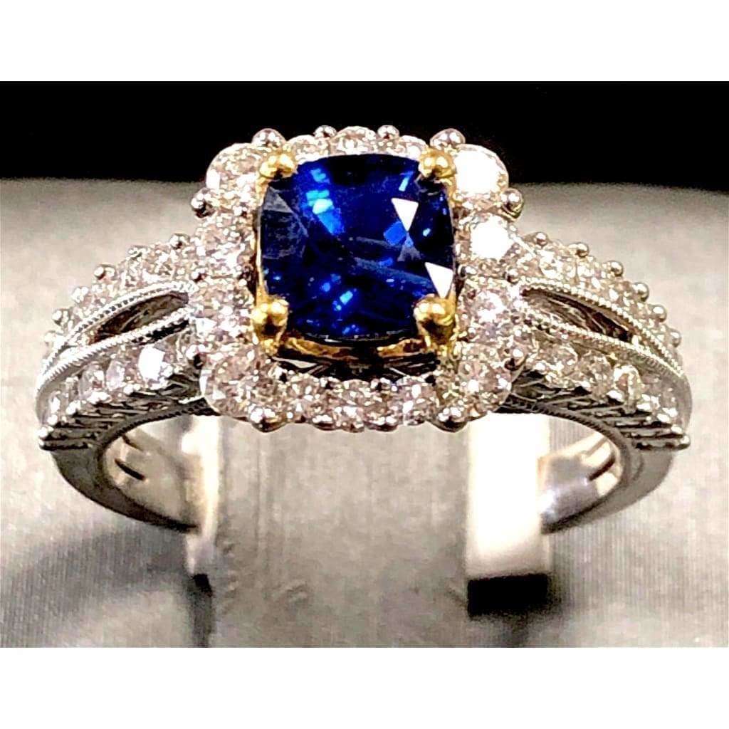 1.29CT BLUE SAPPHIRE SET IN 14K WHITE GOLD RING IN AUSTIN, TX. - Regard Jewelry