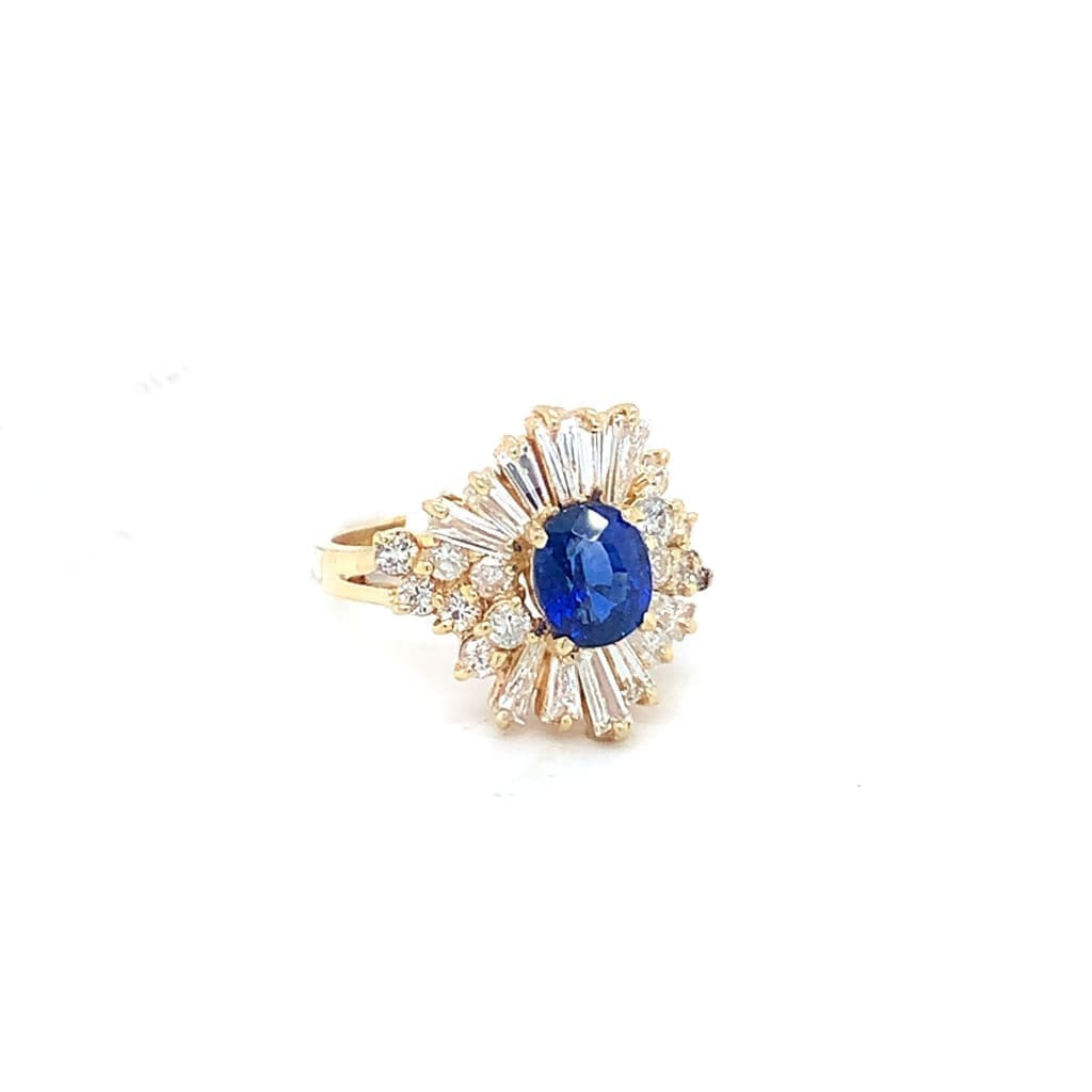 1.83CT BLUE SAPPHIRE WITH 1.50CT DIAMONDS SET IN 14K YELLOW GOLD IN AUSTIN, TX. - Regard Jewelry