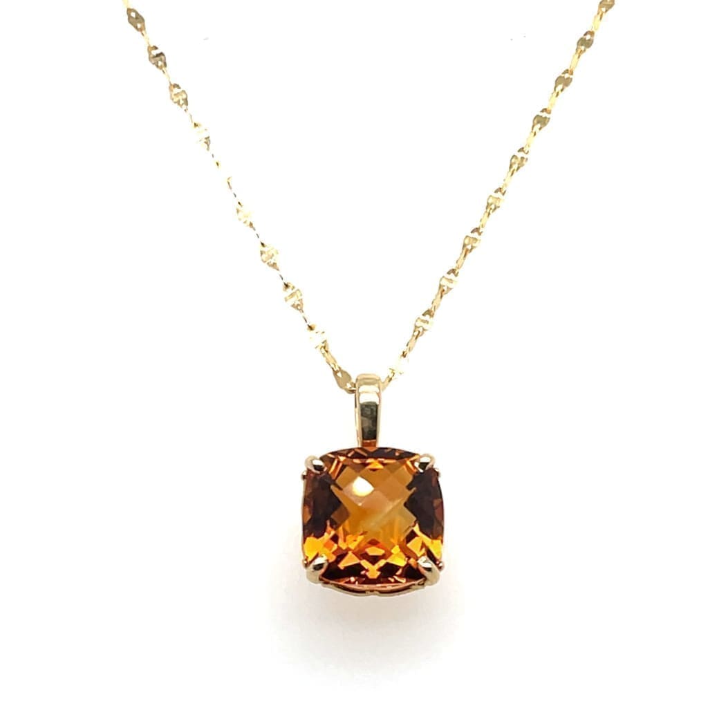 1.96 ct Beautiful Checker Top Citrine Set in 14k Yellow pendant at Regard Jewelry in Austin, Texas - Regard Jewelry