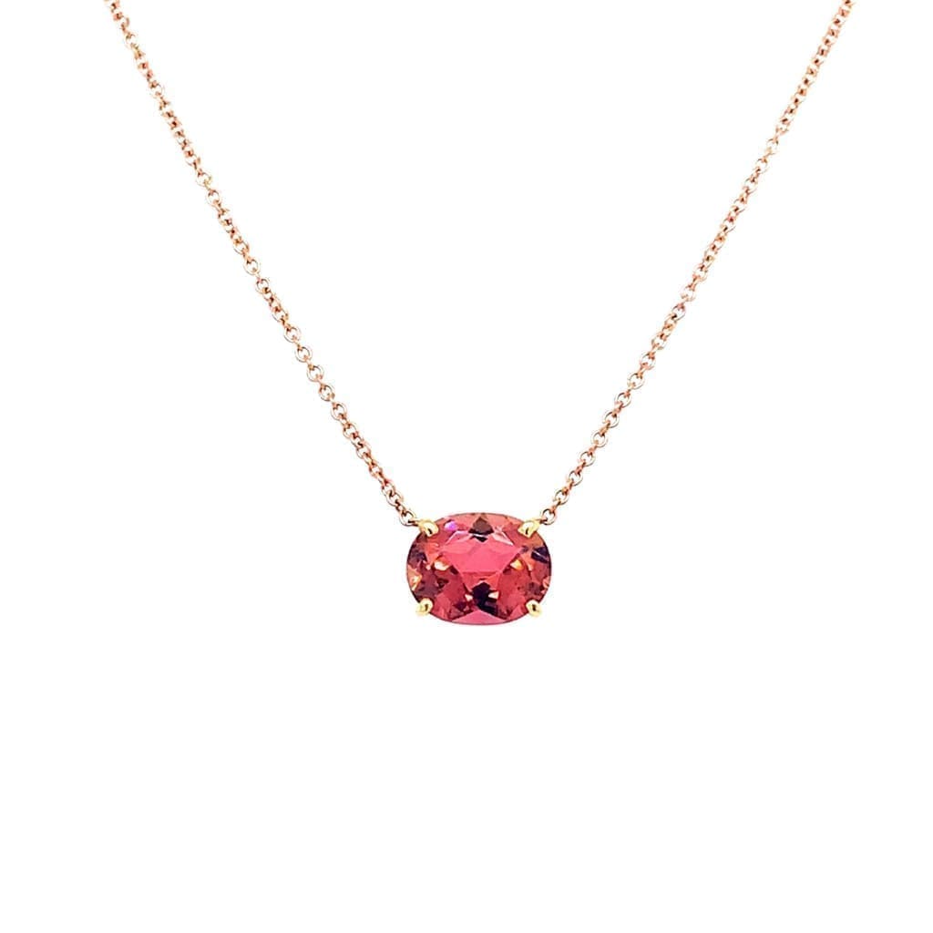 1.98CT PEACH TOURMALINE NECKLACE SET IN 14K YELLOW GOLD AT REGARD JEWELRY IN AUSTIN, TX. - Regard Jewelry