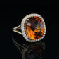 10 CT TOP QUALITY CITRINE WITH IDEAL CUT ACCENT DIAMONDS SET IN A 14 KARAT YELLOW GOLD RING AT - Regard Jewelry