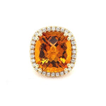 Load image into Gallery viewer, 10 CT TOP QUALITY CITRINE WITH IDEAL CUT ACCENT DIAMONDS SET IN A 14 KARAT YELLOW GOLD RING AT - Regard Jewelry
