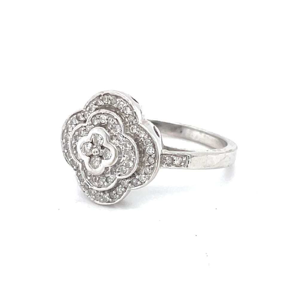 14 Karat White Gold Clover Ring with Diamonds at Regard Jewelry in Austin, Texas - Regard Jewelry