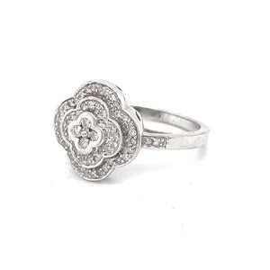 14 Karat White Gold Clover Ring with Diamonds at Regard Jewelry in Austin, Texas - Regard Jewelry