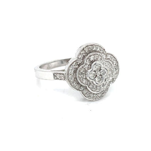 14 Karat White Gold Clover Ring with Diamonds at Regard Jewelry in Austin, Texas - Regard Jewelry