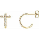 Load image into Gallery viewer, 14K 1/4 CTW Diamond Cross Hoop Earrings at Regard Jewelry in Austin, Texas - Regard Jewelry
