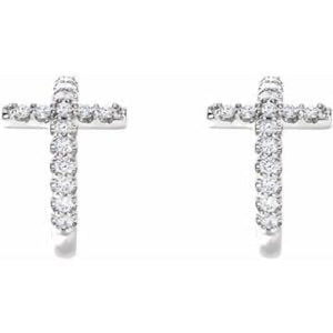 14K 1/4 CTW Diamond Cross Hoop Earrings at Regard Jewelry in Austin, Texas - Regard Jewelry