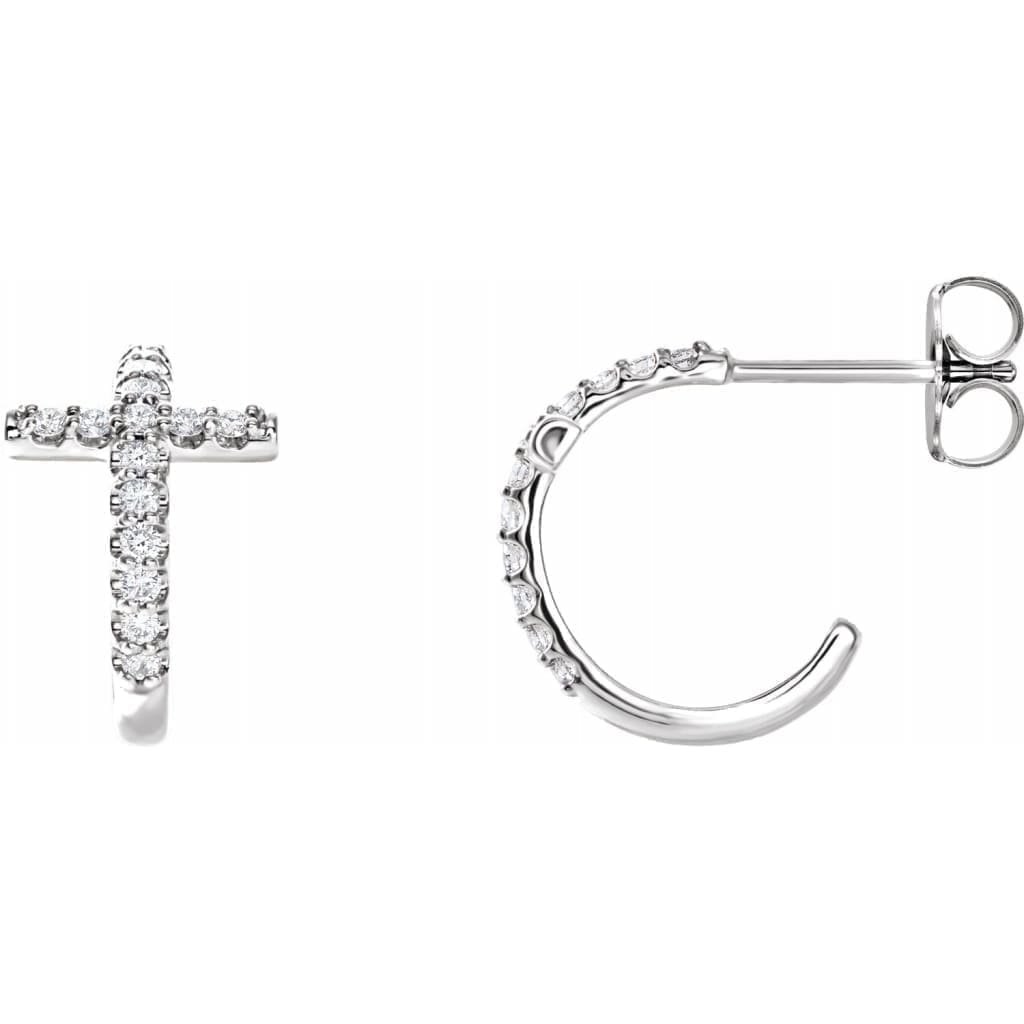 14K 1/4 CTW Diamond Cross Hoop Earrings at Regard Jewelry in Austin, Texas - Regard Jewelry