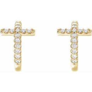14K 1/4 CTW Diamond Cross Hoop Earrings at Regard Jewelry in Austin, Texas - Regard Jewelry