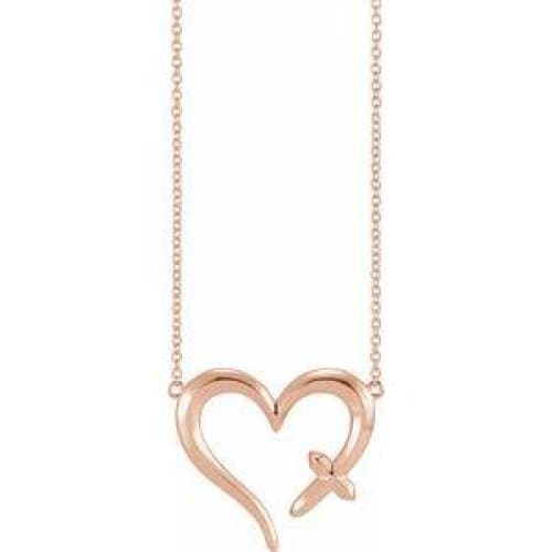 14K Gold 22x18.4 mm Heart with Cross 18 In Necklace at Regard Jewelry in Austin, Texas - Regard Jewelry