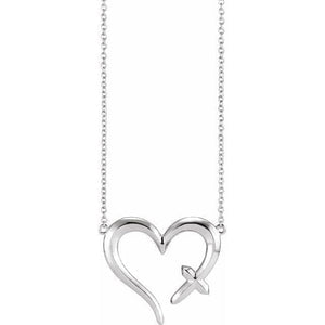 14K Gold 22x18.4 mm Heart with Cross 18 In Necklace at Regard Jewelry in Austin, Texas - Regard Jewelry