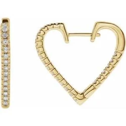 14K Gold Diamond Heart Hoop Earrings at Regard jewelry in Austin, Texas - Regard Jewelry