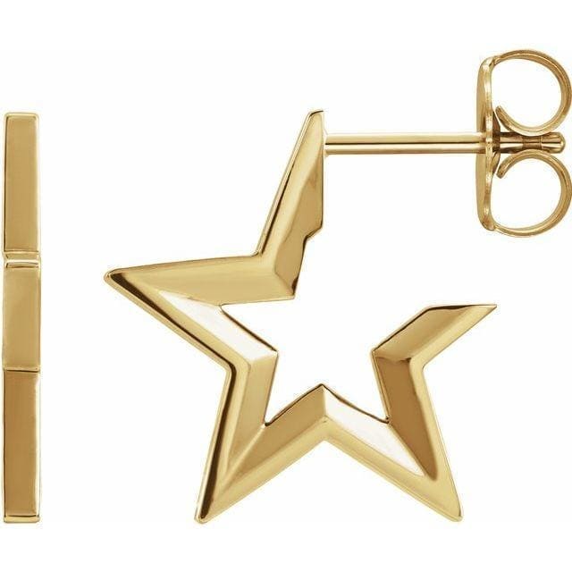 Solid 18K Gold Earrings for Girls with Blue Enamel Star on Endless Hoop -  The Jewelry Vine