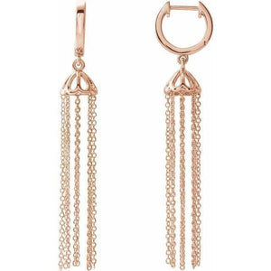 14K Rose 53.2 mm Hinged Hoop Chain Earrings at Regard Jewelry in Austin, Texas - Regard Jewelry