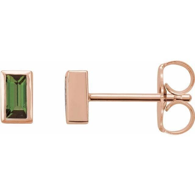 14K Rose Green Tourmaline Bezel-Set Earrings at Regard Jewelry in Austin, Texas - Regard Jewelry