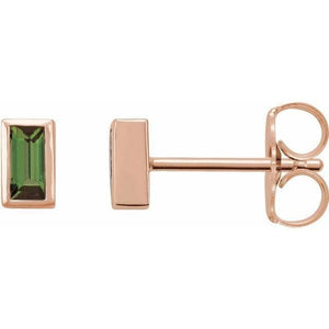 14K Rose Green Tourmaline Bezel-Set Earrings at Regard Jewelry in Austin, Texas - Regard Jewelry