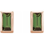 Load image into Gallery viewer, 14K Rose Green Tourmaline Bezel-Set Earrings at Regard Jewelry in Austin, Texas - Regard Jewelry
