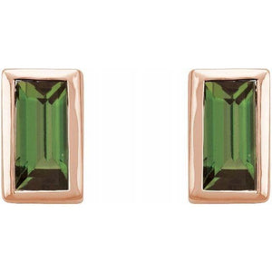 14K Rose Green Tourmaline Bezel-Set Earrings at Regard Jewelry in Austin, Texas - Regard Jewelry