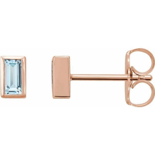 14K Rose Sky Blue Topaz Bezel-Set Earrings at Regard Jewelry in Austin, Texas - Regard Jewelry