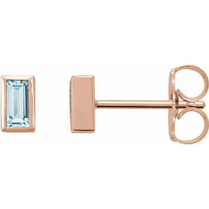 14K Rose Sky Blue Topaz Bezel-Set Earrings at Regard Jewelry in Austin, Texas - Regard Jewelry