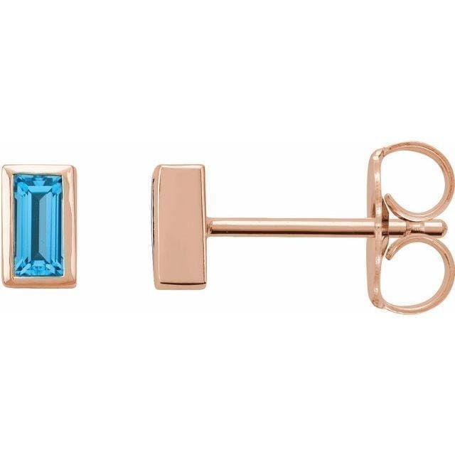 14K Rose Swiss Blue Topaz Bezel-Set Earrings at Regard Jewelry in Austin, Texas - Regard Jewelry