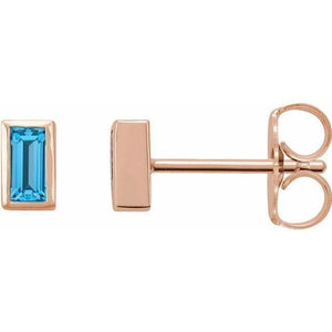 14K Rose Swiss Blue Topaz Bezel-Set Earrings at Regard Jewelry in Austin, Texas - Regard Jewelry