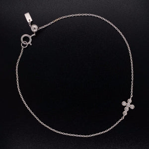 14K WG Bezel Set Diamond Sideways Cross Chain Bracelet 7" at Regard Jewelry in Austin, Texas - Regard Jewelry