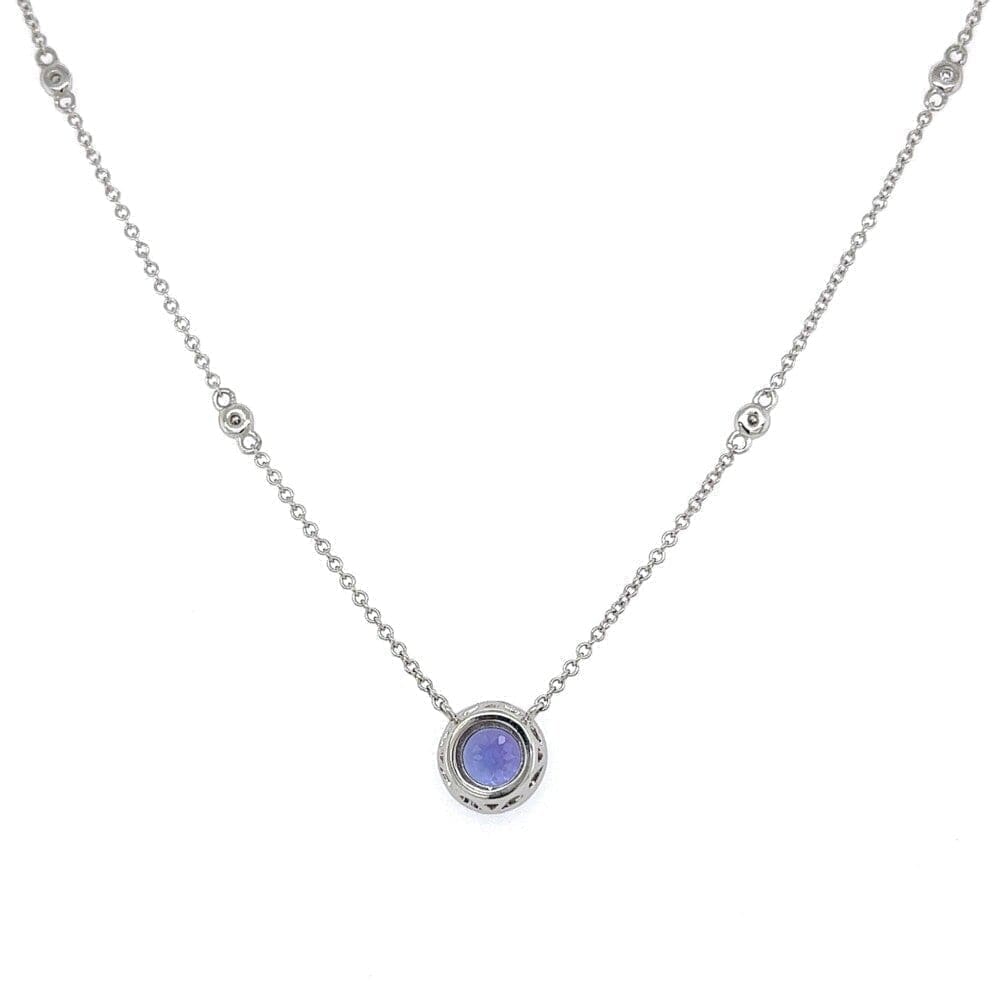 14K WG EFFY .75ct Round Tanzanite and .11tcw Diamond Halo Necklace 2.7g, 18" at Regard Jewelry in - Regard Jewelry