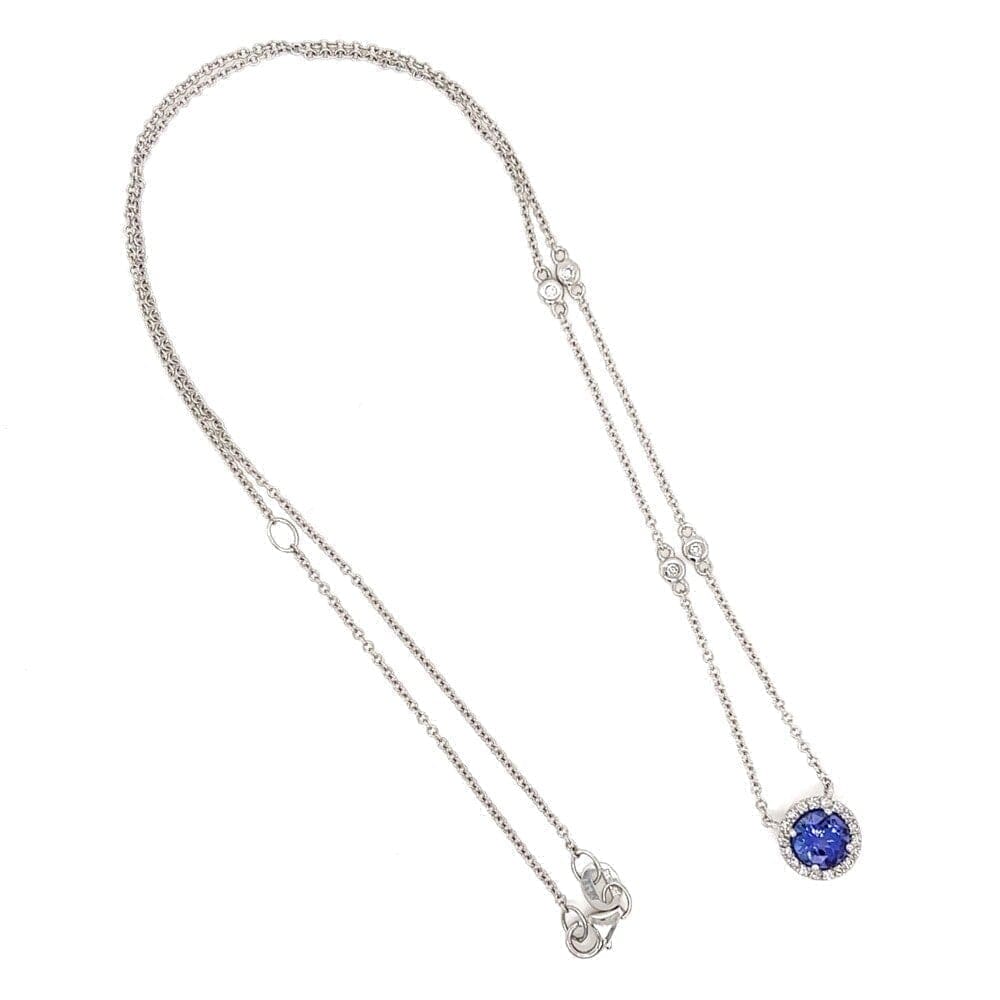 14K WG EFFY .75ct Round Tanzanite and .11tcw Diamond Halo Necklace 2.7g, 18" at Regard Jewelry in - Regard Jewelry