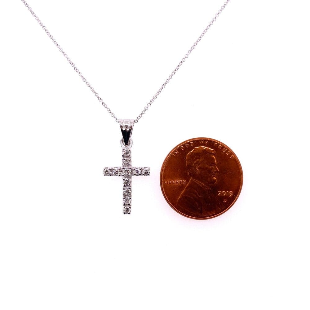 14K WG Pave Diamond Cross Necklace.39tcw 16-18 at Regard 