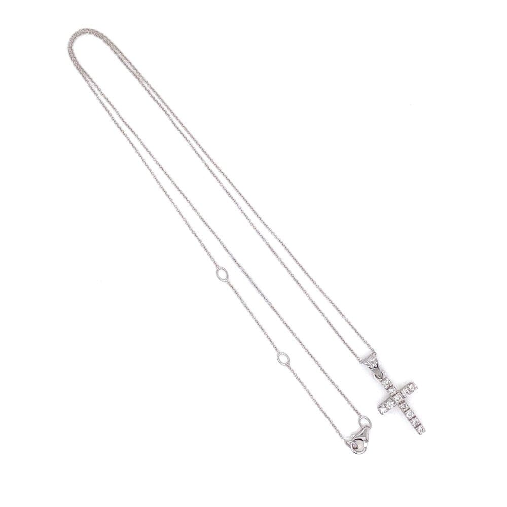 14K WG Pave Diamond Cross Necklace.39tcw 16-18 at Regard 