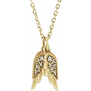14K White .03 CTW Diamond Angel Wings 16-18" Necklace at Regard Jewelry in Austin, Texas - Regard Jewelry