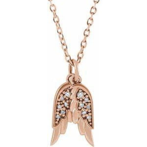 14K White .03 CTW Diamond Angel Wings 16-18" Necklace at Regard Jewelry in Austin, Texas - Regard Jewelry