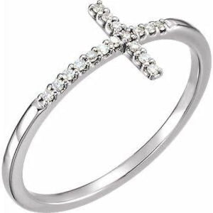 14K Yellow .08 CTW Diamond Sideways Cross Ring at Regard Jewelry in Austin, Texas - Regard Jewelry