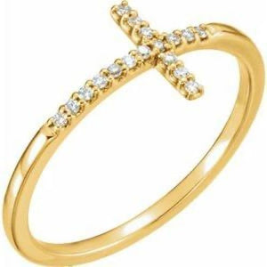14K Yellow .08 CTW Diamond Sideways Cross Ring at Regard Jewelry in Austin, Texas - Regard Jewelry