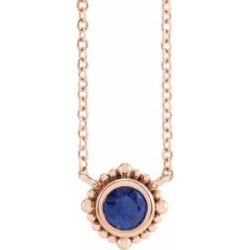 14K Yellow 4 mm Blue Sapphire Beaded Bezel-Set 18" Necklace at Regard Jewelry in Austin, Texas - Regard Jewelry