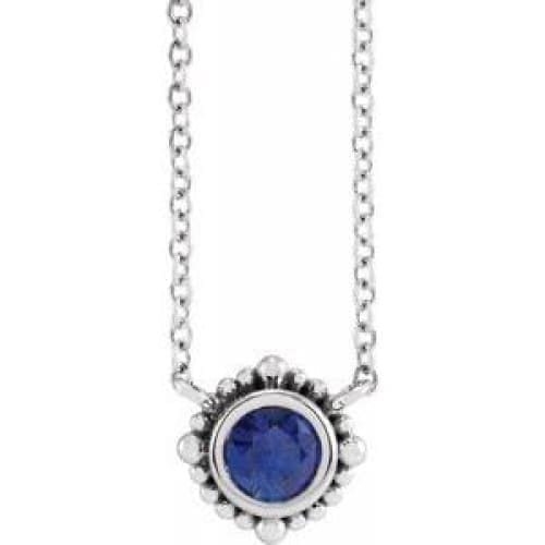 14K Yellow 4 mm Blue Sapphire Beaded Bezel-Set 18" Necklace at Regard Jewelry in Austin, Texas - Regard Jewelry