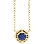 Load image into Gallery viewer, 14K Yellow 4 mm Blue Sapphire Beaded Bezel-Set 18&quot; Necklace at Regard Jewelry in Austin, Texas - Regard Jewelry
