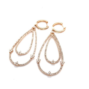 14k Yellow Gold Double Pear Shape Drop Earrings with Diamonds at Regard Jewelry in Austin, Texas - Regard Jewelry
