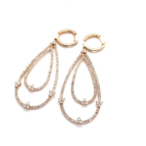 14k Yellow Gold Double Pear Shape Drop Earrings with Diamonds at Regard Jewelry in Austin, Texas - Regard Jewelry
