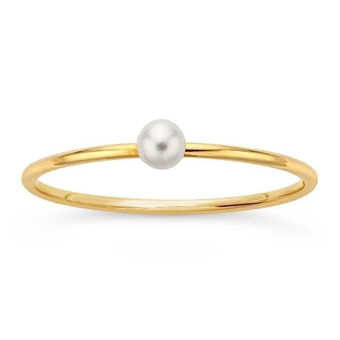 14K Yellow Gold Swarovski® White Pearl-Set Sparkle Ring at Regard Jewelry in Austin, Texas - Regard Jewelry
