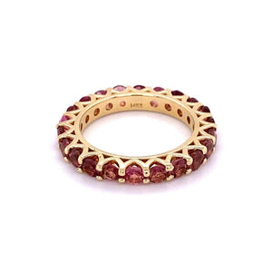 14K YG 2.50tcw Round Rubelite Tourmaline Eternity Band 3.9g, s6.25+ at Regard Jewelry in Austin, - Regard Jewelry
