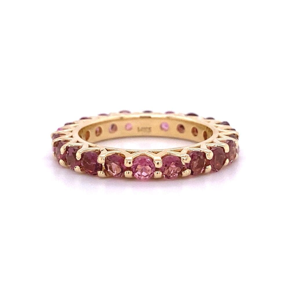 14K YG 2.50tcw Round Rubelite Tourmaline Eternity Band 3.9g, s6.25+ at Regard Jewelry in Austin, - Regard Jewelry