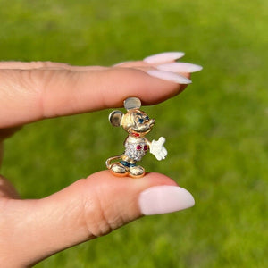 14K YG Disney Mickey Mouse Charm Pendant Enamel, Ruby, Sapphire & .15tcw Diamonds 4.2g, 1.1" at - Regard Jewelry