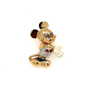 14K YG Disney Mickey Mouse Charm Pendant Enamel, Ruby, Sapphire & .15tcw Diamonds 4.2g, 1.1" at - Regard Jewelry