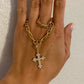 14K YG Open Link Chain with Diamond Cross at Regard Jewelry in Austin, Texas - Regard Jewelry
