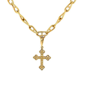 14K YG Open Link Chain with Diamond Cross at Regard Jewelry in Austin, Texas - Regard Jewelry