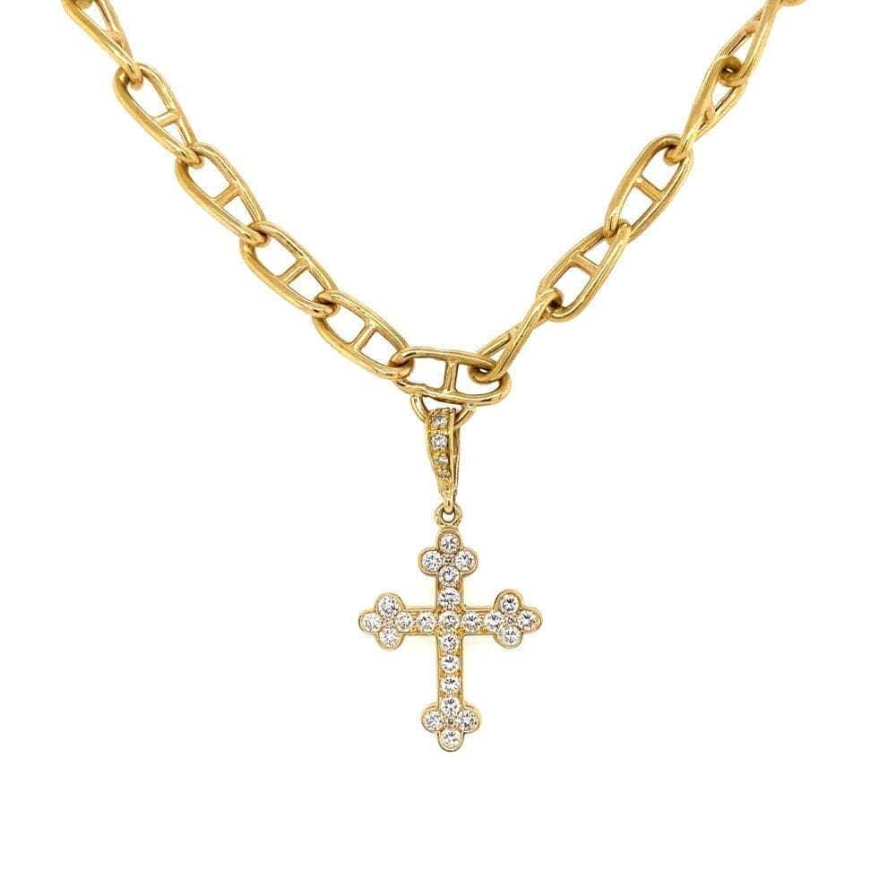 14K YG Open Link Chain with Diamond Cross at Regard Jewelry in Austin, Texas - Regard Jewelry